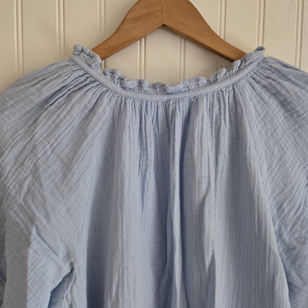 Old Navy Baby Blue Gauze Flutter Sleeve Knee Length Dress - Picture 7 of 7